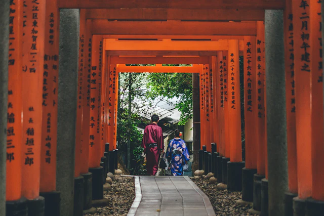 Vermilion torii gates at Fushimi Inari in Kyoto